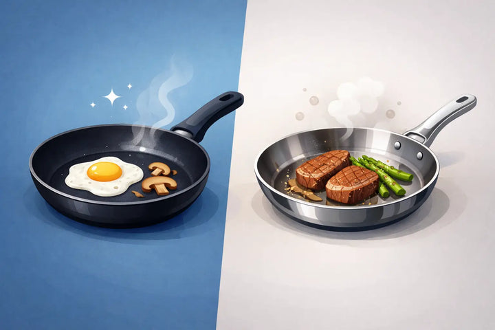 Non stick vai nerūsējošā tērauda panna?