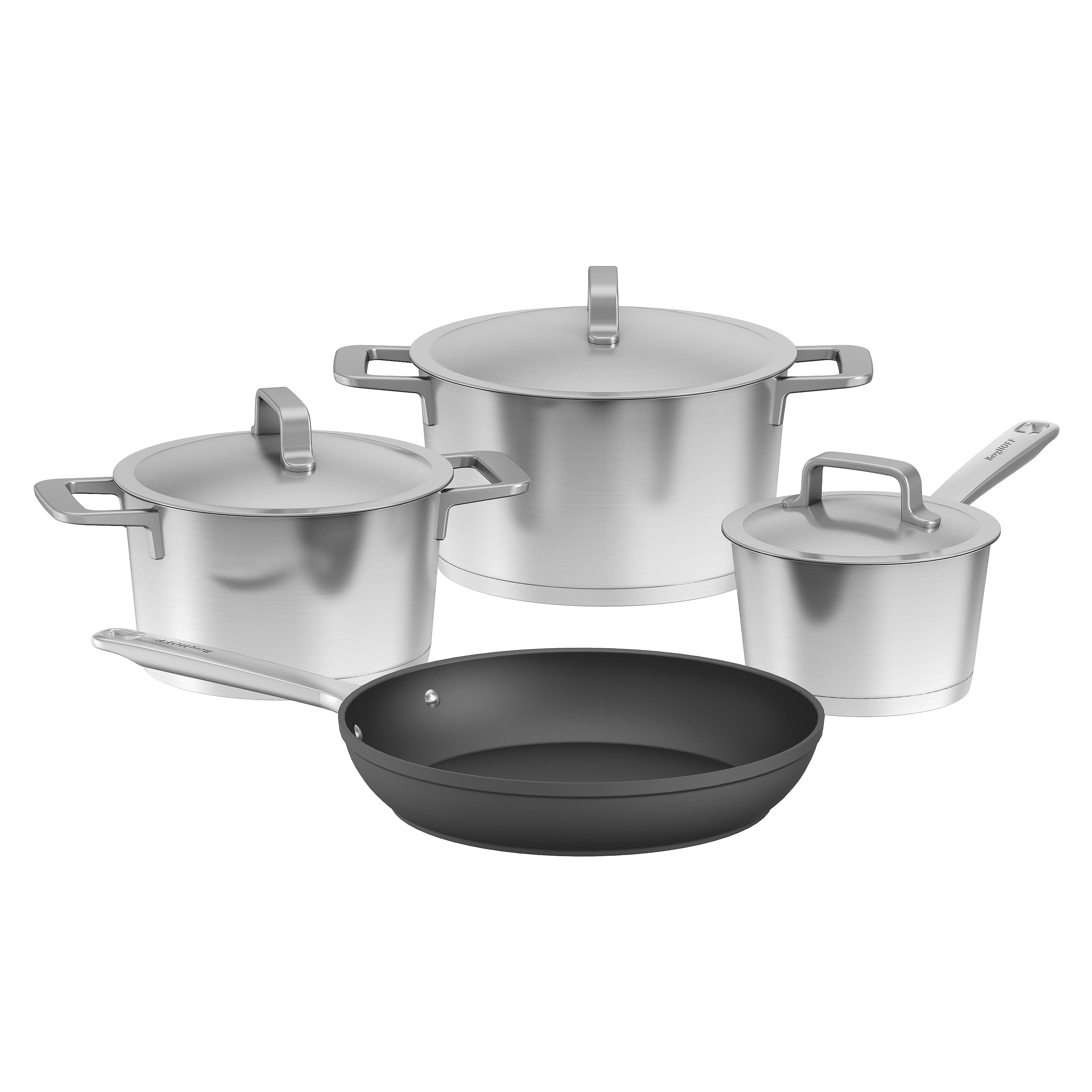BergHOFF 7-Piece Cookware Set - Uqonic Series with Recycled Steel Pots and CeraGreen Non-Stick Frying Pan