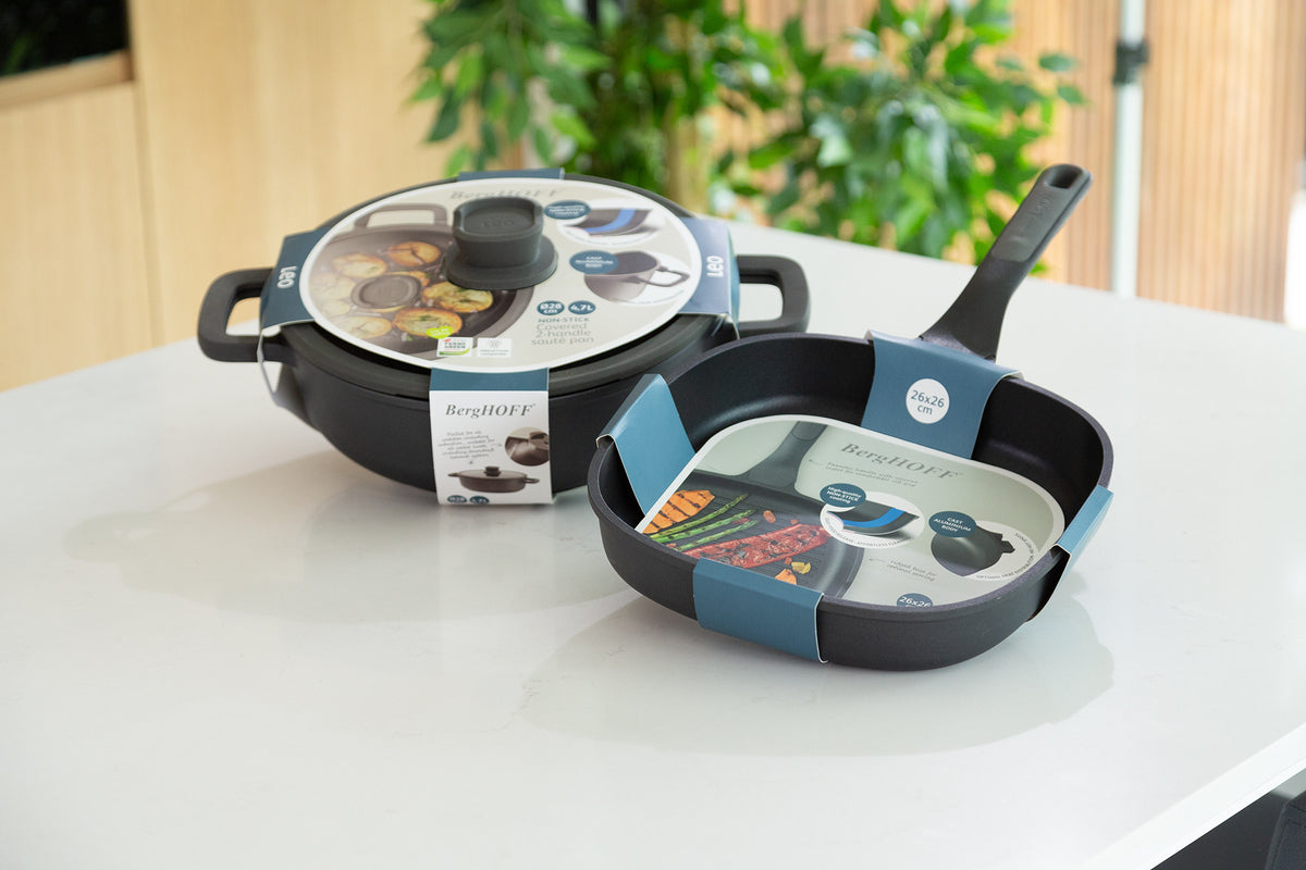 Stone+ non-stick-traktörpanna med två handtag och lock 28 cm – 4