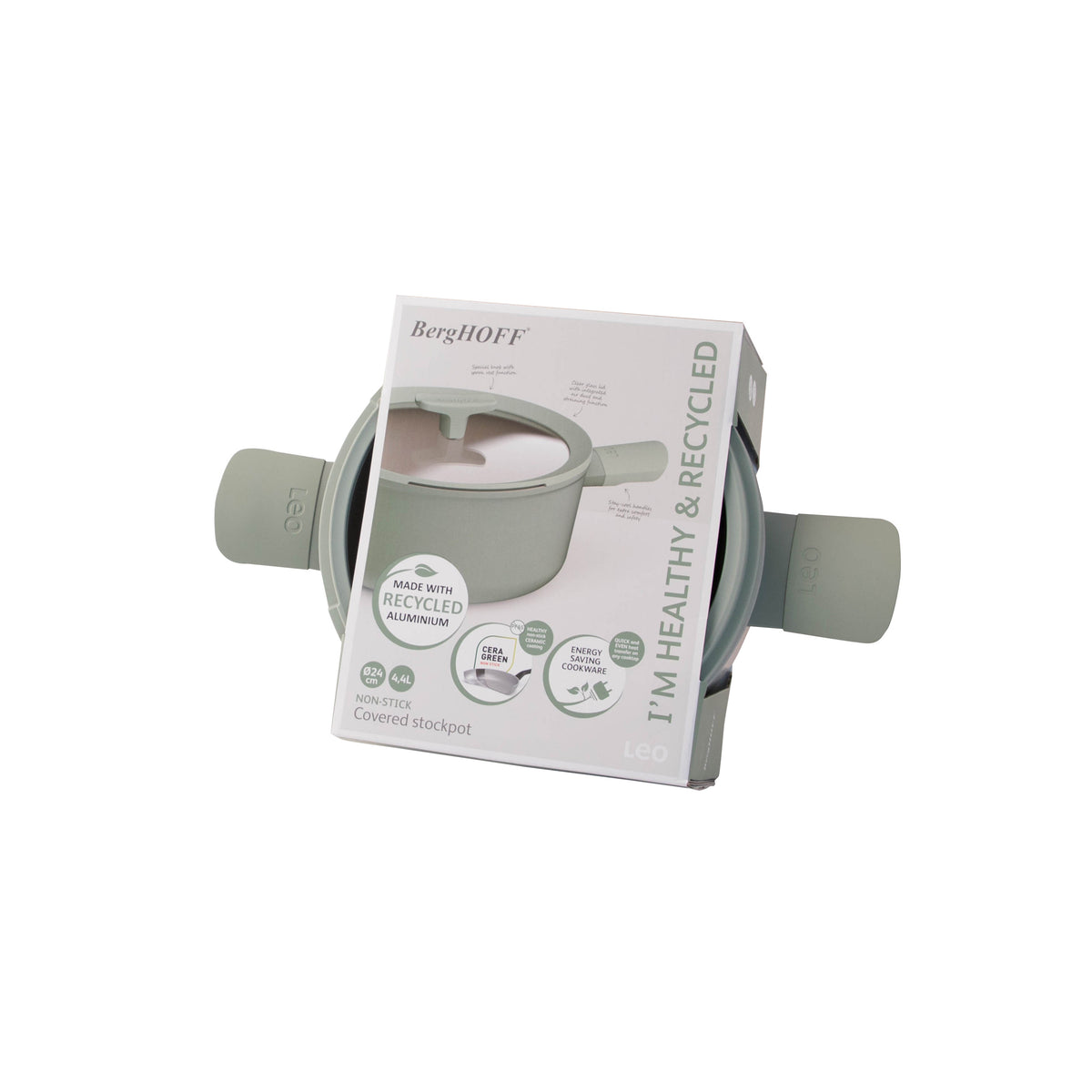 Balance non-stick-kastrull med lock 24 × 11,5 cm, Sage – 3