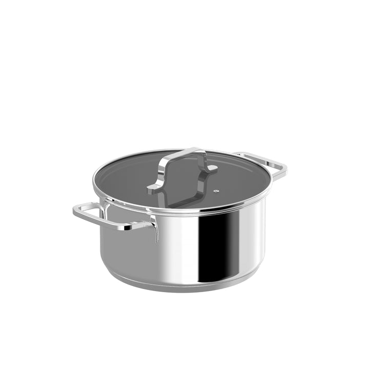 BergHOFF 20cm Covered Casserole - Helix Series Recycled Steel with Steam Vent Lid and Capacity Markings