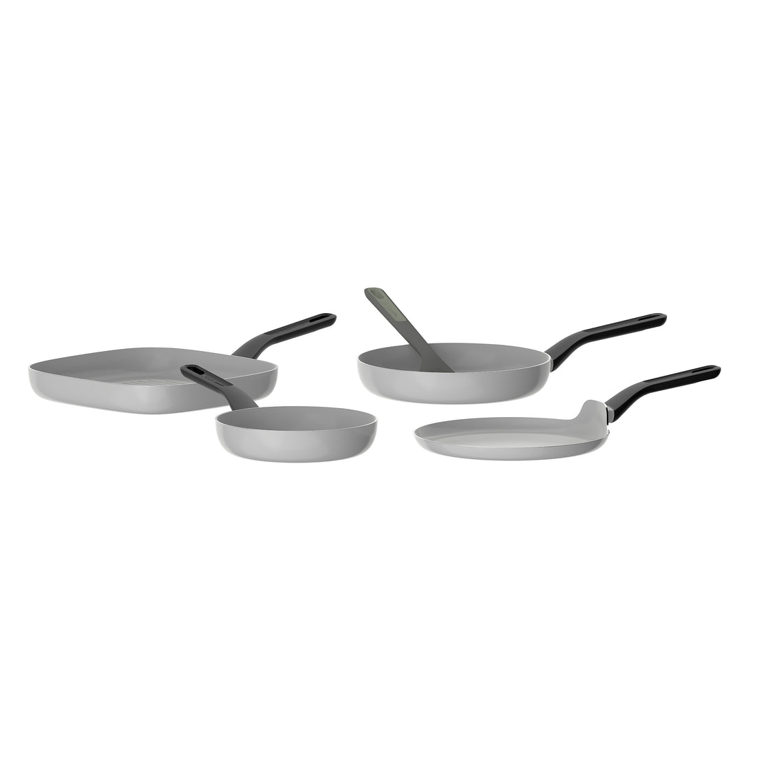 BergHOFF 4-Piece Frying Pan Set – Uqonic Downdraft Series with 20/24/26 cm Pans + Pancake Pan and Free Turner