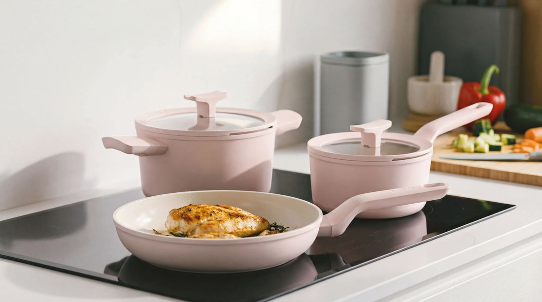 Balance non-stick kokkärlsset i aluminium Rose, 5 delar