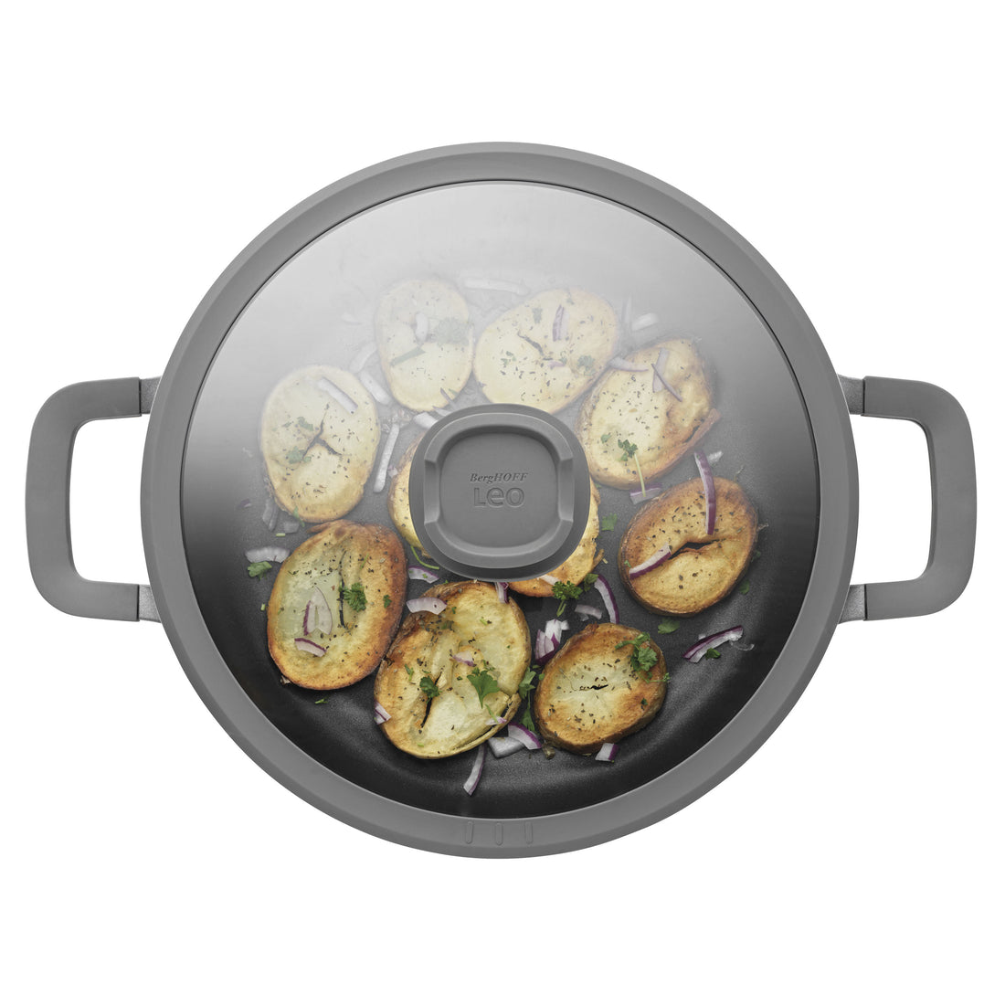 BergHOFF 28cm Sauté Pan - Stone+ Series with 2 Handles, Spoon Rest Lid and Oven-Proof Design