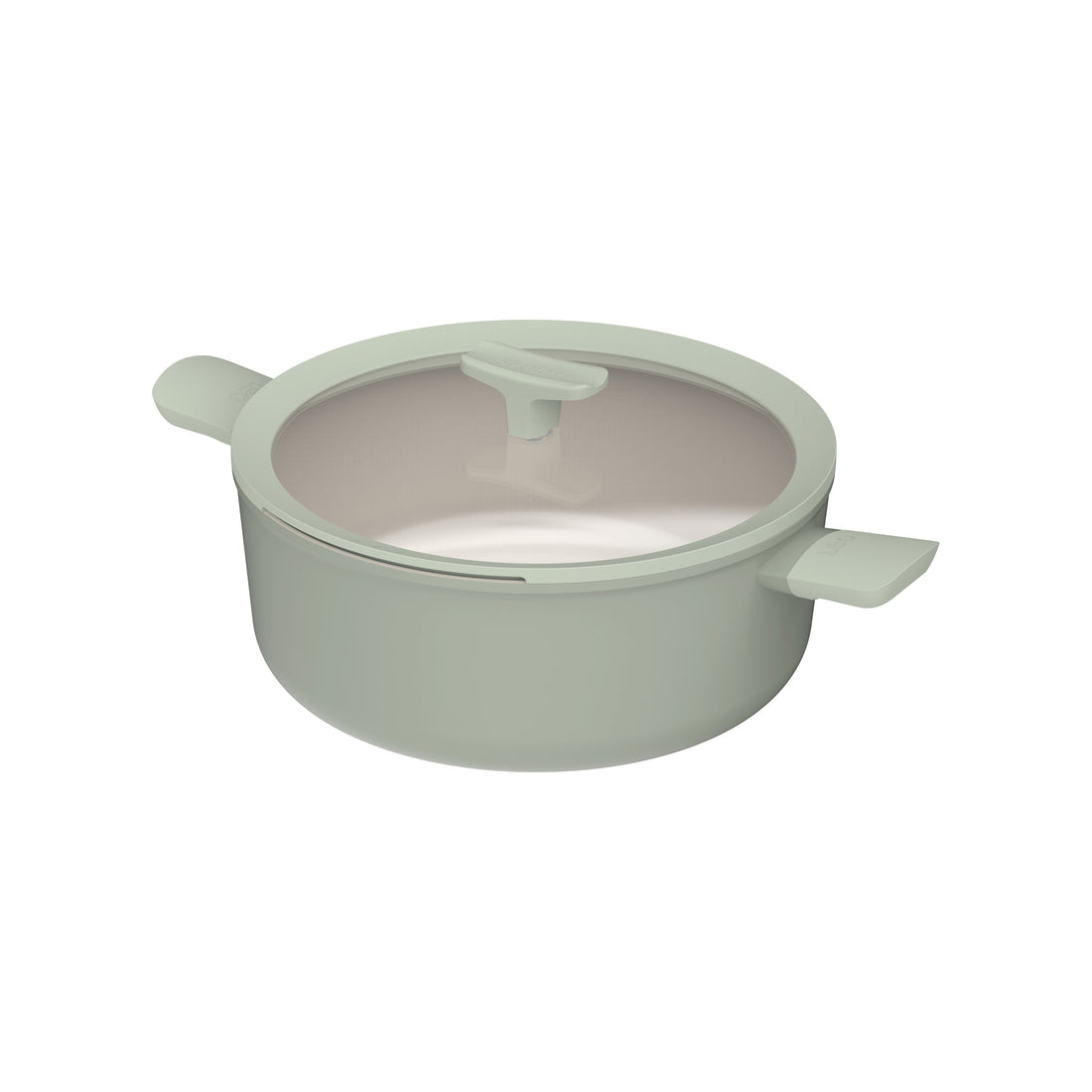 BergHOFF 28cm Covered Stockpot - Balance Sage Non-Stick Aluminium Pot with Spoon Rest & Glass Lid