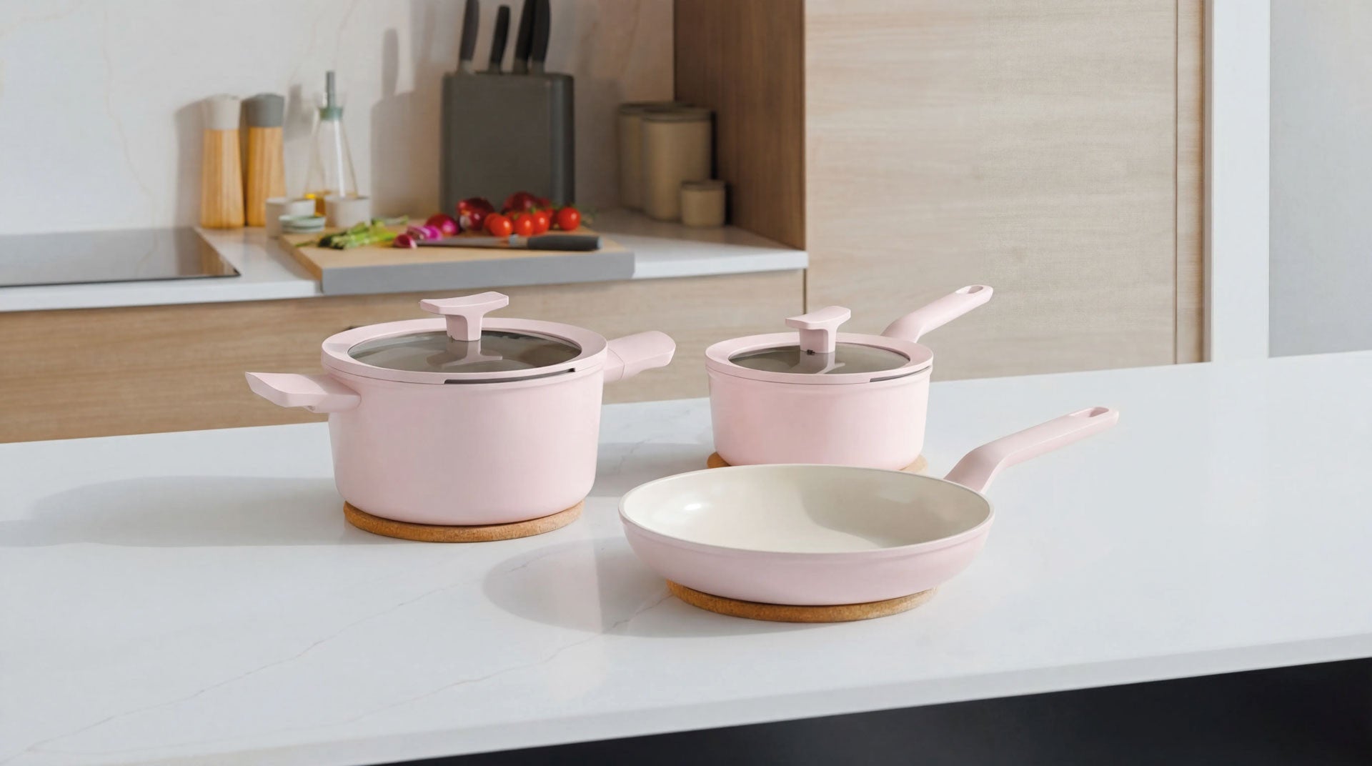 Balance non-stick kokkärlsset i aluminium Rose, 5 delar