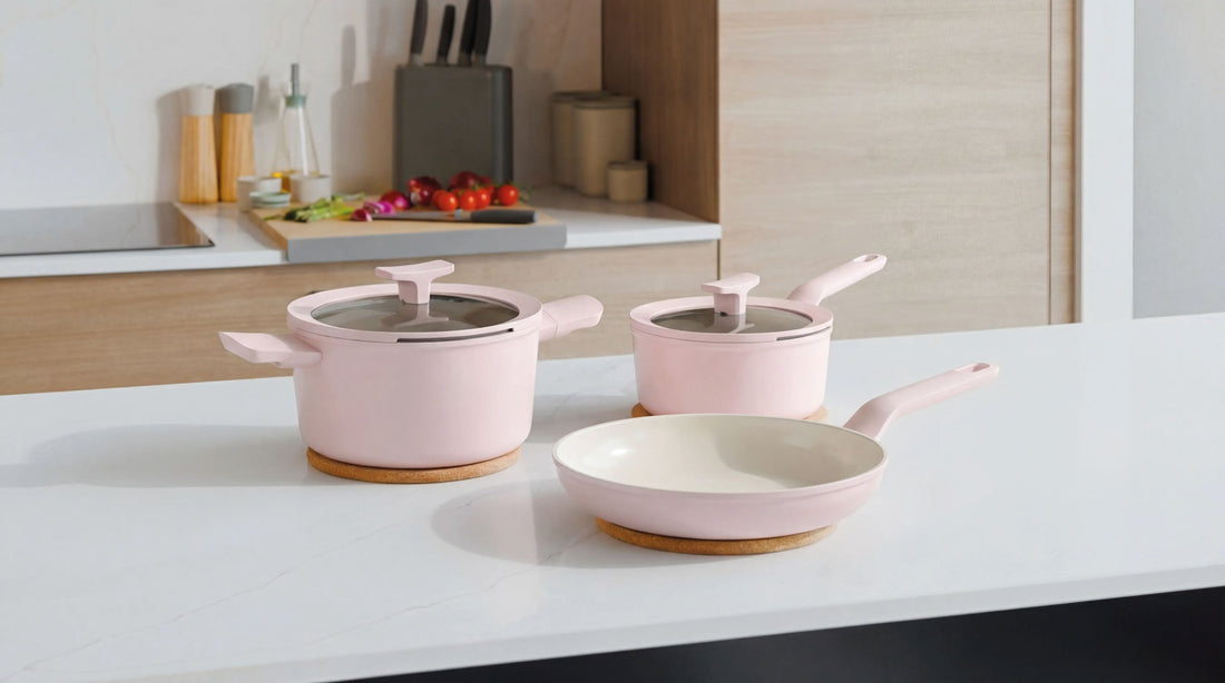 Balance non-stick kokkärlsset i aluminium Rose, 5 delar