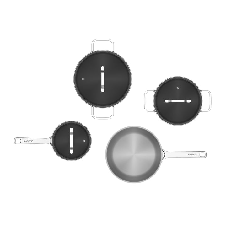 BergHOFF 6-Piece Cookware Set - Helix Series with Lid, Casseroles and Frying Pan, Induction and Oven Safe