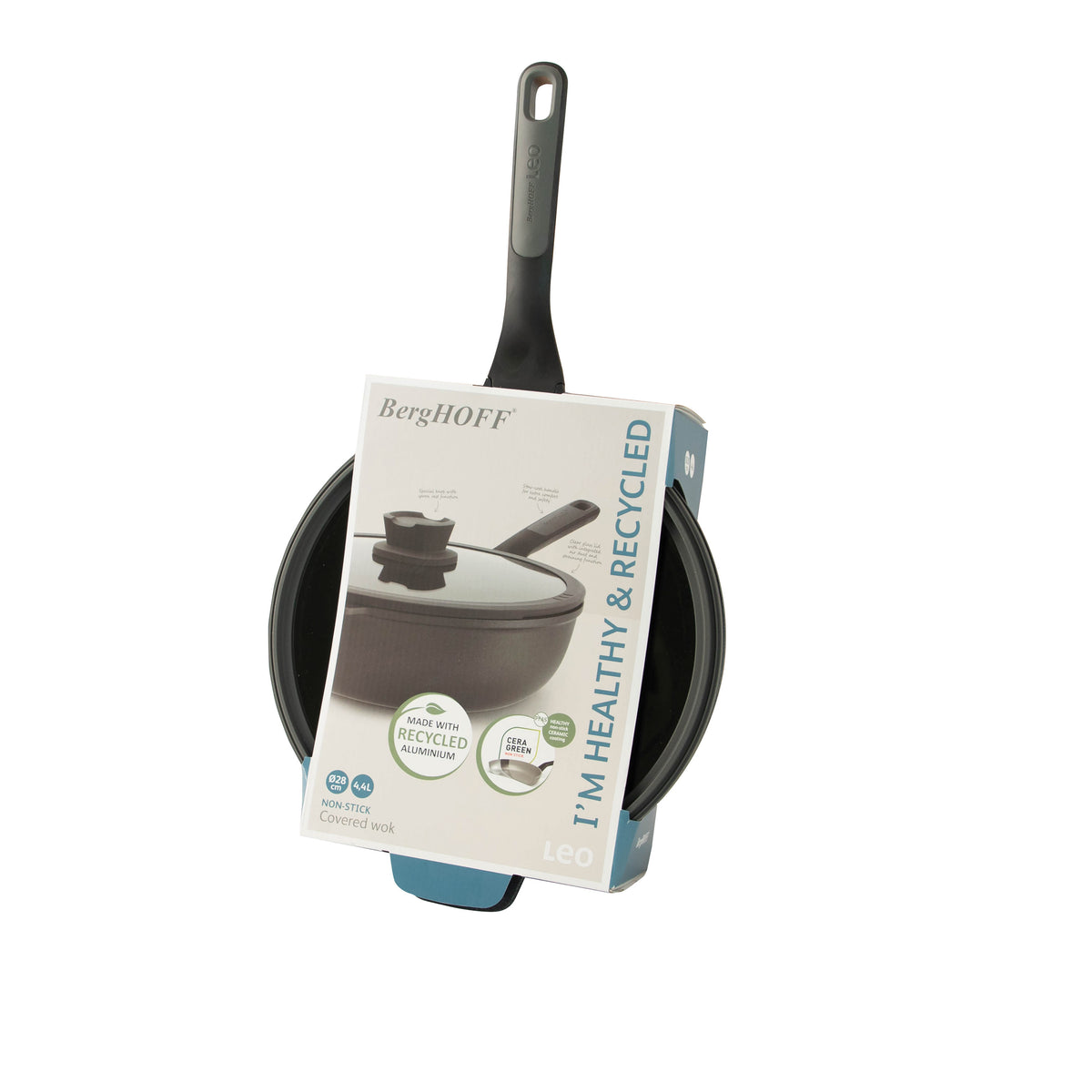 Stone+ non-stick-wok med lock 28 cm – 4