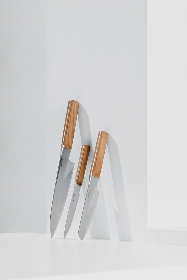 BergHOFF 3-Piece Knife Set - Ion Series with Wooden Handles for Precision Cutting