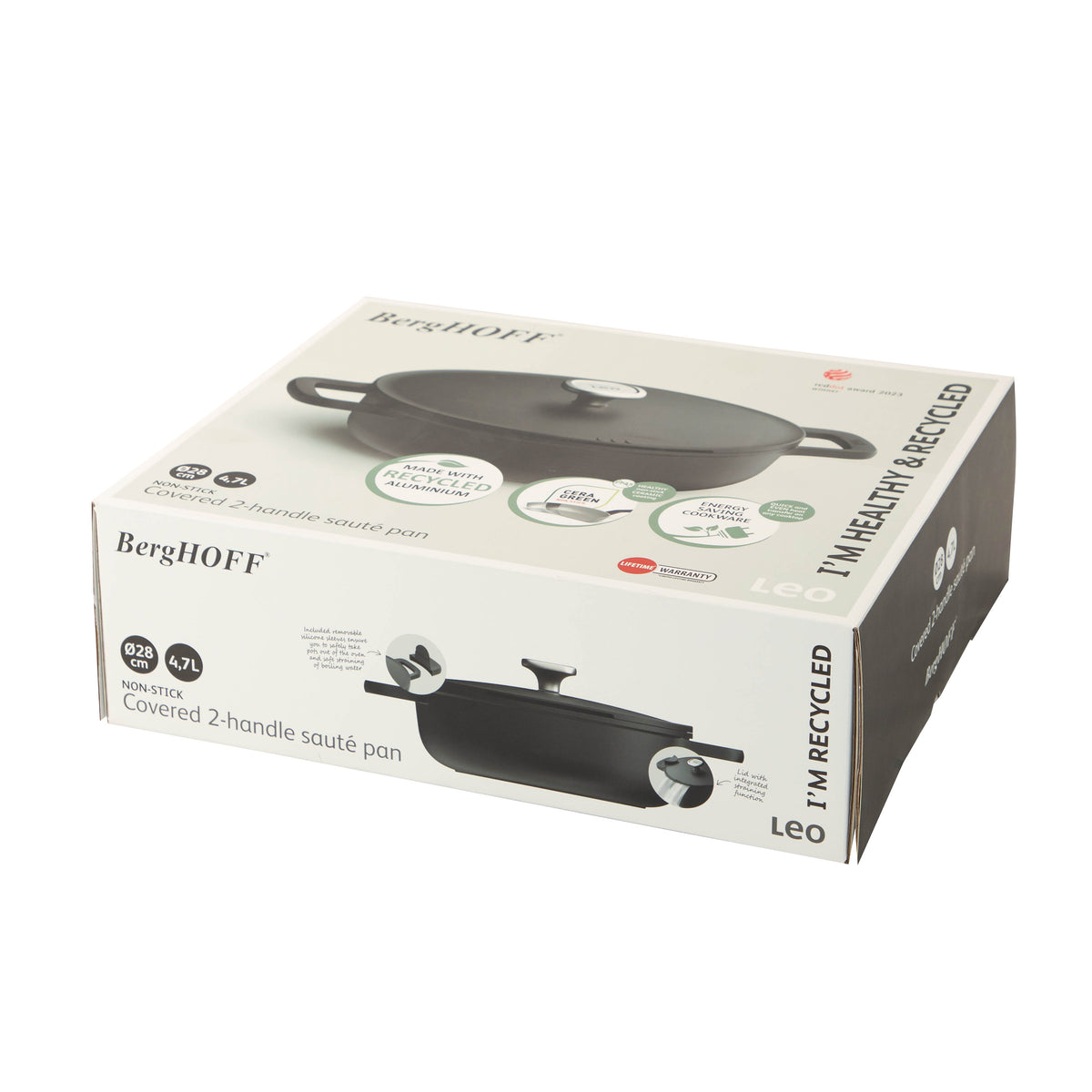 Phantom non-stick-traktörpanna med två handtag och lock 28 cm – 3