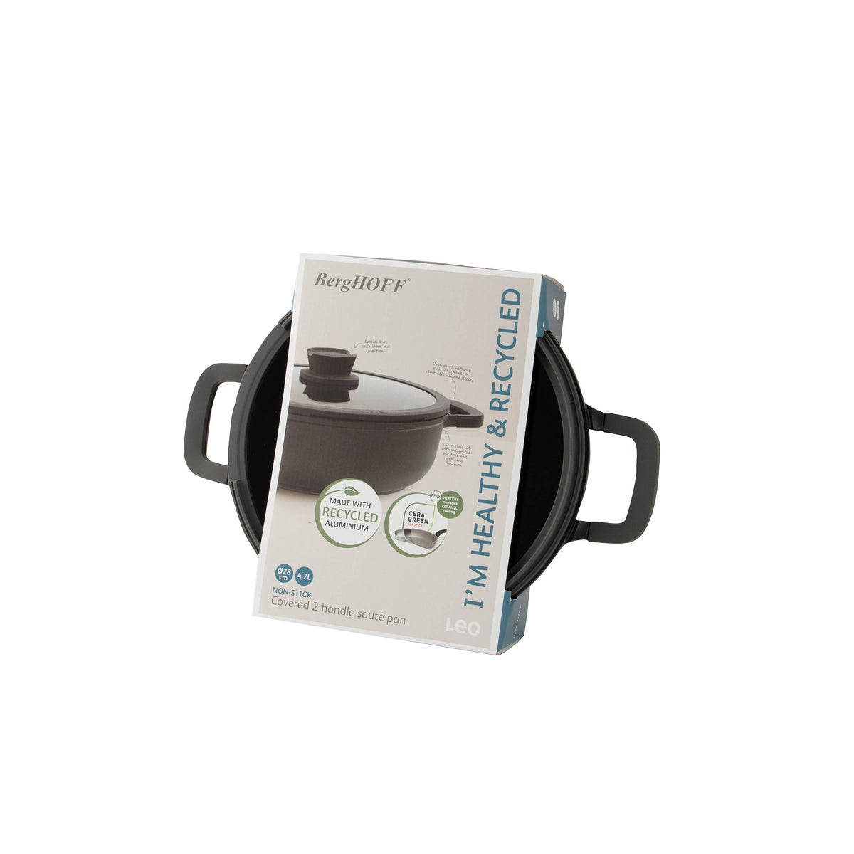 Stone+ non-stick-traktörpanna med två handtag och lock 28 cm – 7