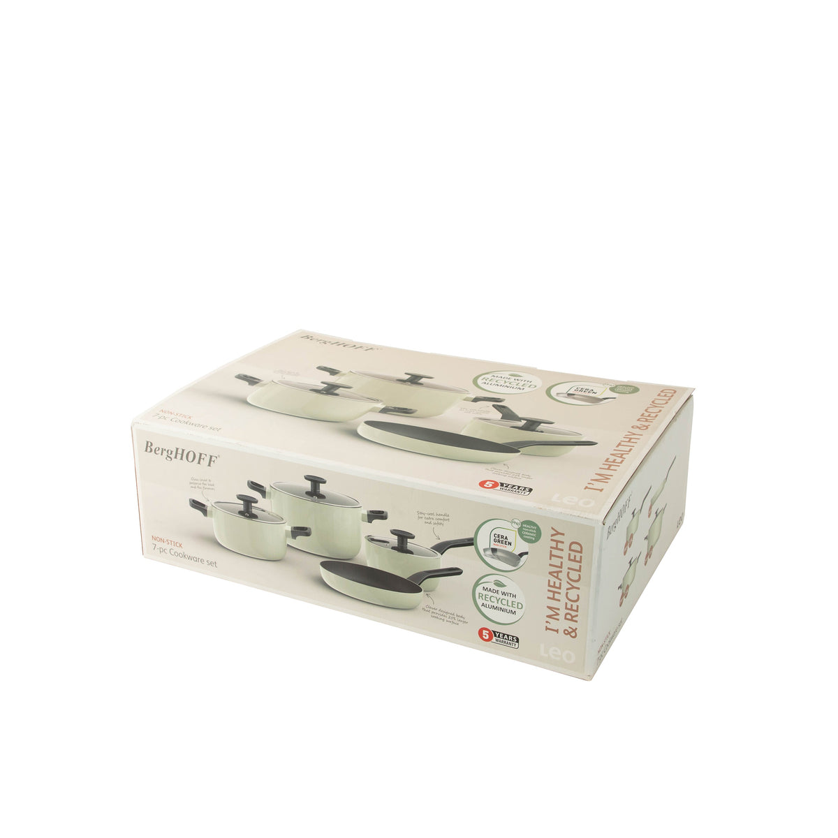 Glints 7-delat kastrullset med non-stick, Sage – 6