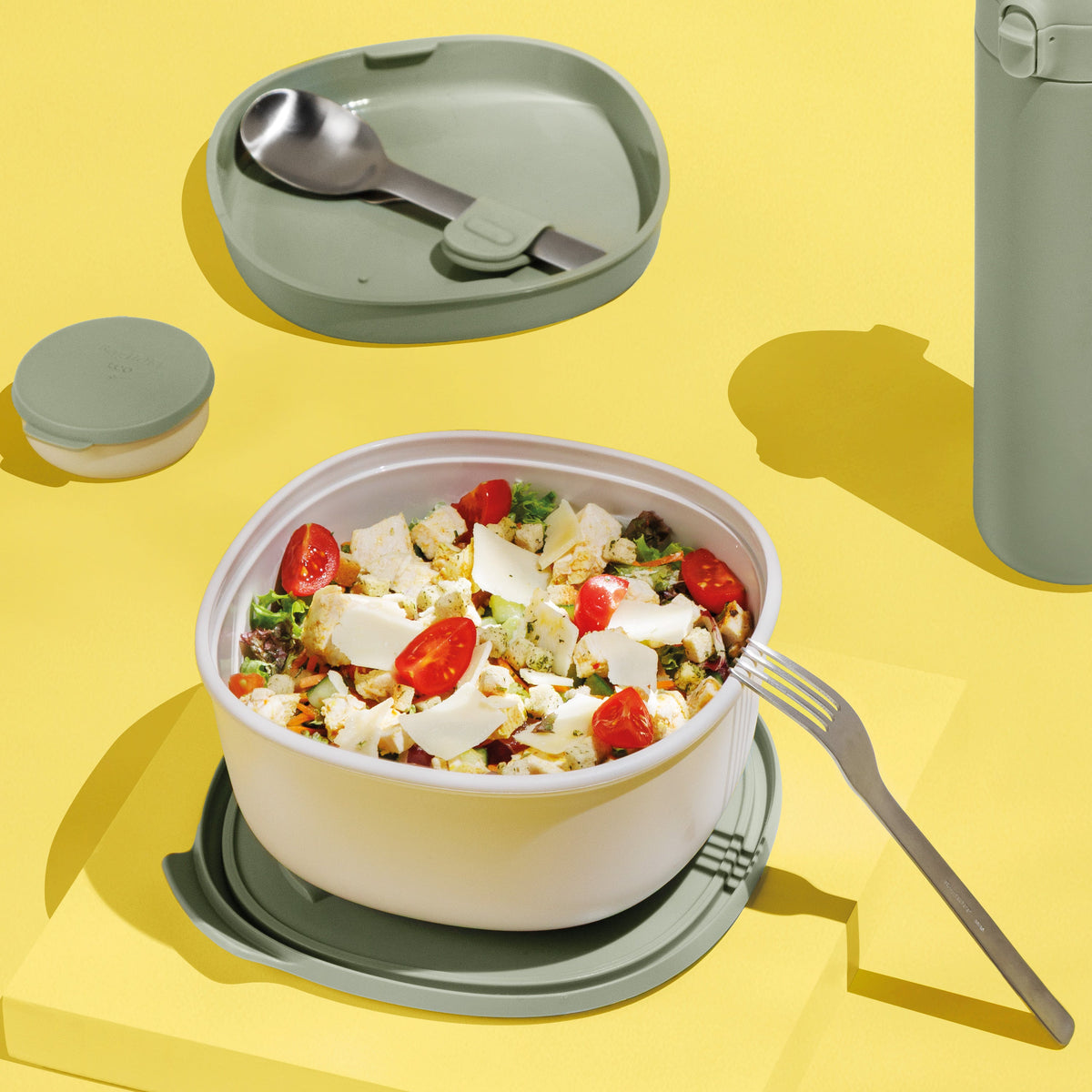 Leo lunchlåda med bestick, Sage – 2